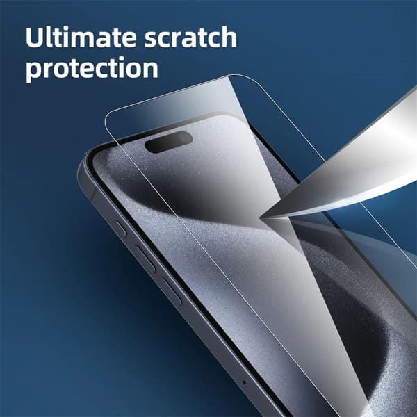 2-pack iPhone 16 Pro Full Coverage Screen Protector HD Tempered Glass transparent