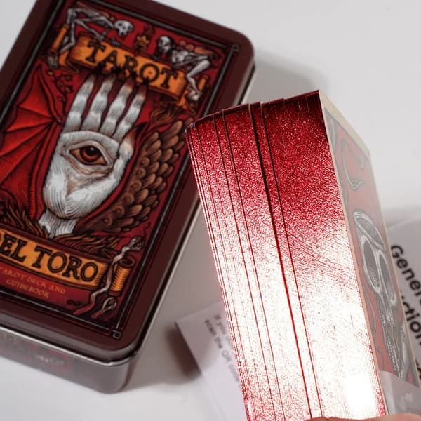 Del Toro Tarot i Metallåda 78 kort förgyllda kanter Guide Light Seer's Tarot Deck Stocking Blooming Cat