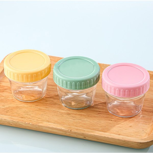 [6-pack] Salladsdressingbehållare att ta med, 100 ml små glasbehållare för kryddor med lock, set med doppskålar, läckagesäkra återanvändbara såsbehållare