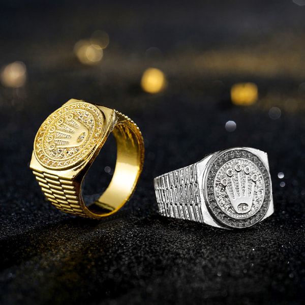 Herr Royal King Crown Dominerande Ring Unisex rostfritt stål Crown Knight Bands Ring Guld