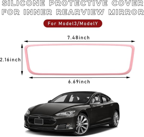 Car Rearview Mirror Protective Frame Silicone Auto Rearview Mirror Edge Guard Compatible with Model 3 Model Y Inner Rearview Mirror Trim Frame
