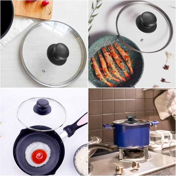 Lid Knobs for Pots - 4-Pack - Pot Lid Handles - Replacement Knobs - Cookware Handles - 6-10mm Universal - Black