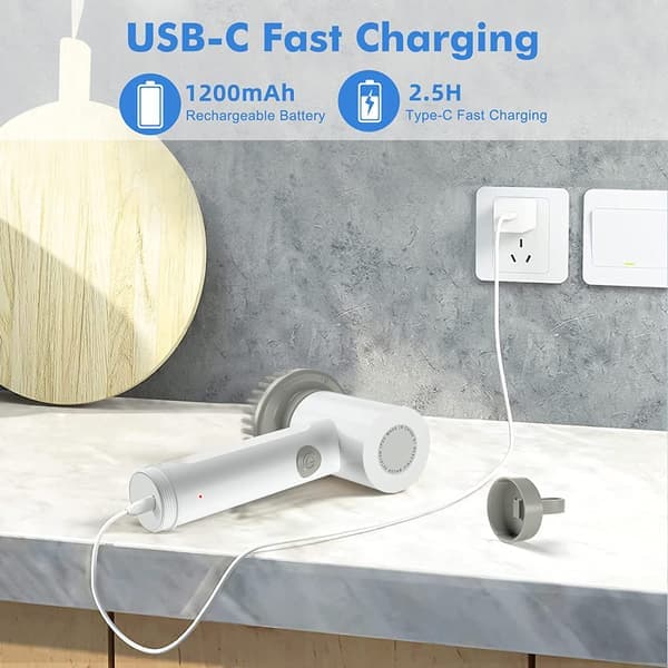 Sähköinen puhdistusharja, johdoton käsipesuri, USB-ladattava