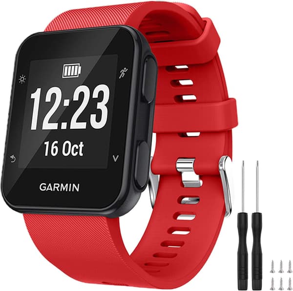 Blød silikone erstatningsrem til Garmin Forerunner 35 Smart Watch, passer til 130-230 mm (5.11-9.05 tommer) håndled, rød
