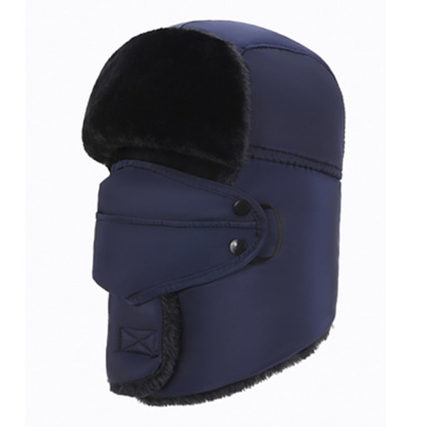 Fälla hatt, vintervarma trooper hattar med öronlappar och mask, bomberhatt för män/kvinnor svart