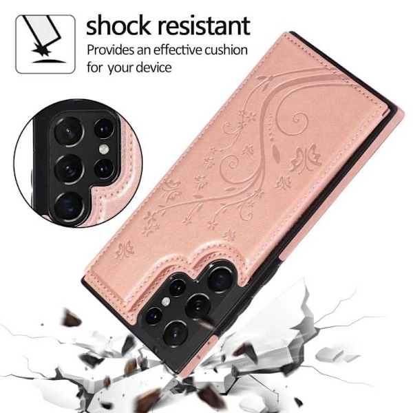 Samsung S22 Ultra Stöttåligt Skal Korthållare 3-FACK Flippr V2 Rosenguld Rosenguld