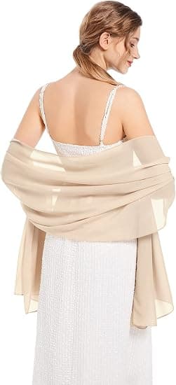 Shawls and Wraps Soft Chiffon Scarf for Evening Dresses Wedding Stole champagne
