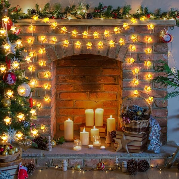 Christmas Decoration Gingerbread Man, 3 Meter 30 LED String Lights, with Remote Control, Suitable for Christmas Decorations.