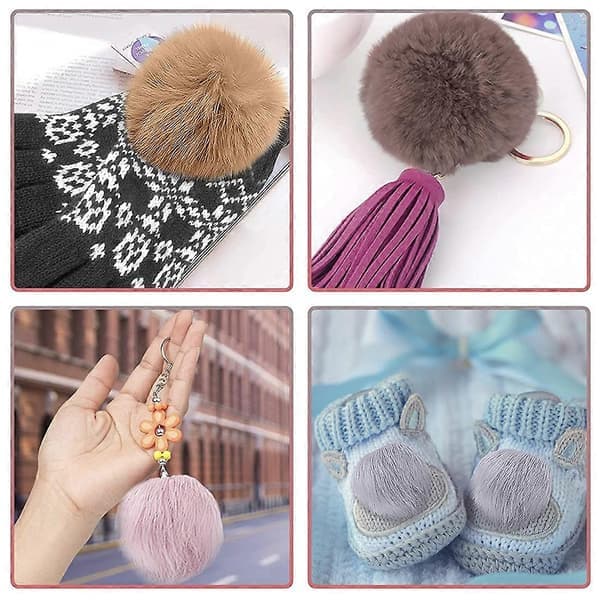 20 stykker DIY imiteret rævepels fluffy pompom med elastisk løkke til hatte, nøgleringe, tørklæder, handsker, tasker