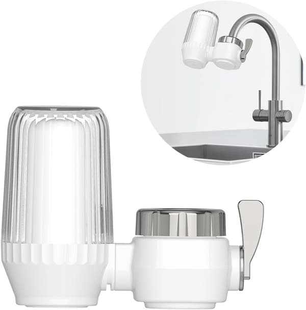 Vandfilter til vandhane - Vandhanevandfilter - Køkkenvandhane filter - Vandrenser til vandhanevand - Inkluderer ekstra filter - Vandfilter