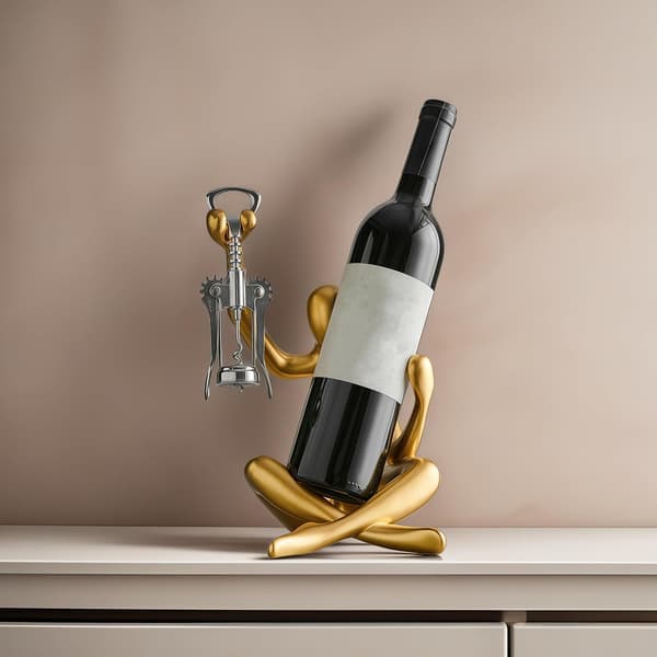 Abstract Wine Rack Home Decor, Resin Hollowed Design Decorative Wine Rack (Gold)