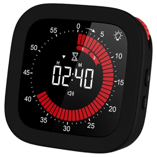Digital visuel timer, genopladelig nedtællingstimer med justerbar lydstyrke og lysstyrke, magnetisk bagside til køkkentimer