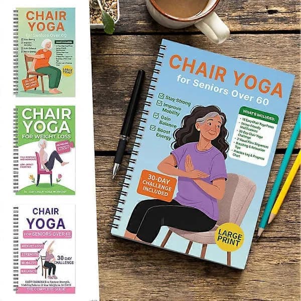 Stolyoga spesielt designet for personer over 60 år; yogainstruksjonsmanual