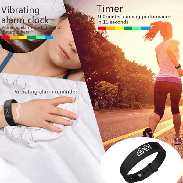 Fitness Tracker ilman älypuhelinta, ei Bluetoothia, ei sovellusta, USB-lataus, askelmittari, urheilukello unimittarilla ja värisevällä herätyskellolla