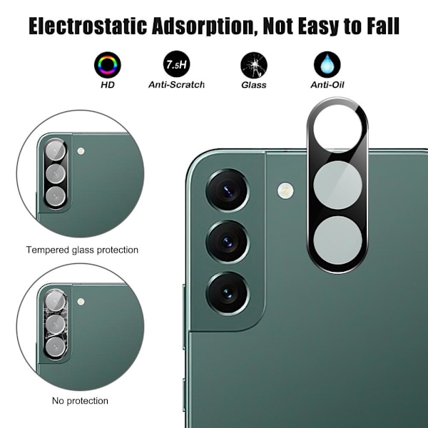 2-PACK SKALO Samsung S23 3D Linsskydd/Kameraskydd Härdat Glas Svart
