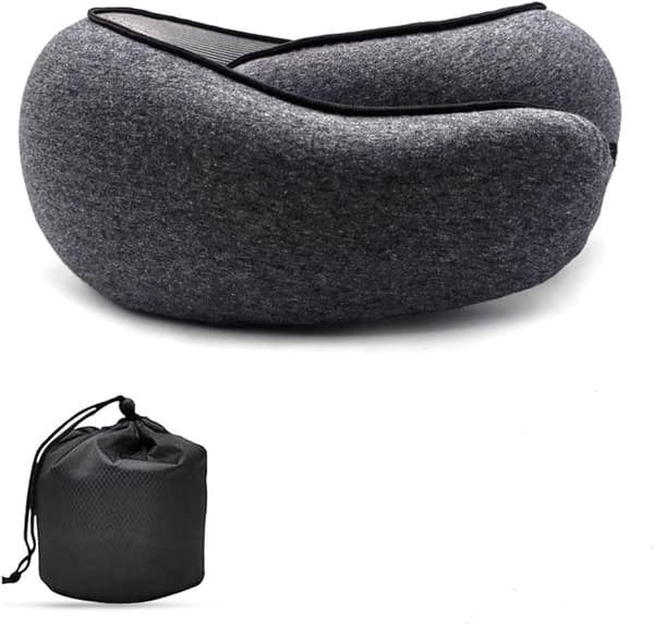 Resenackkudde U-formad minnesbomull Nackkuddar Massage Nackkudde Sovande Flygplanskudde Cervikal Hälsovårdskudde Ljusgrå G Dark gray1
