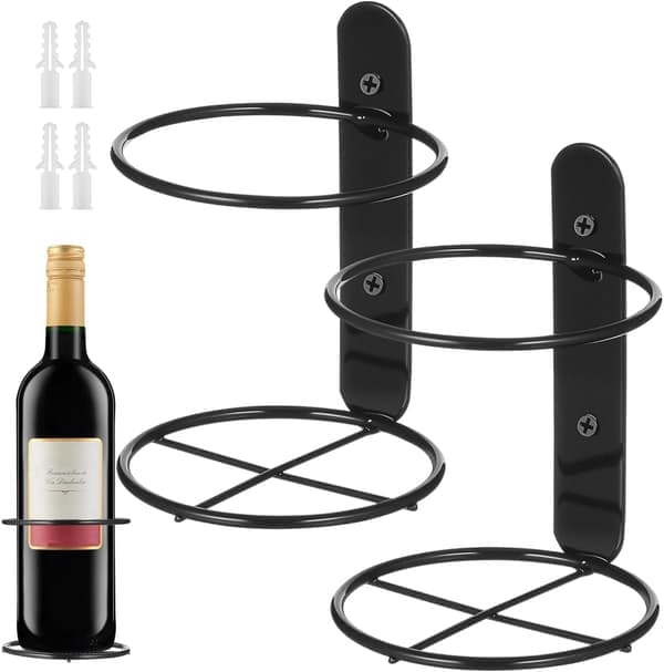 2-pack väggmonterad vinhållare, enkel flaskhållare, väggmonterad vinställ, vinförvaringsställ för hemmabar