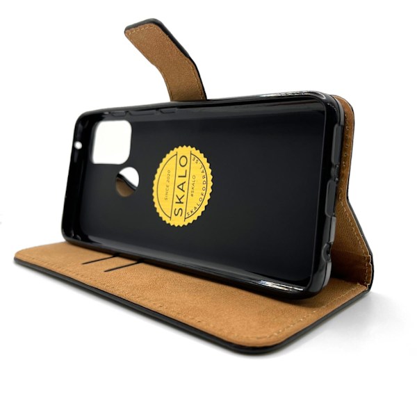 SKALO Moto G30 / Moto G20 Plånboksfodral Äkta Skinn - Fler färger Vit Vit