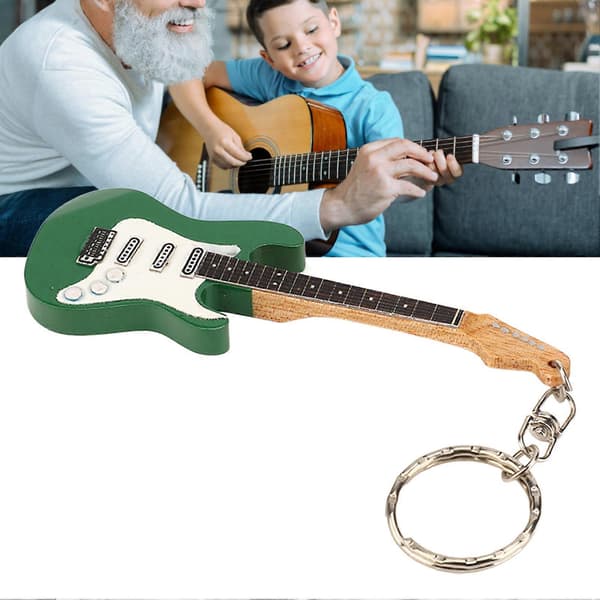 Fars Dag Gitarr Nyckelring Portabel Söt Mini Gitarr Hänge Nyckelring Födelsedagspresent för Musikälskare Student style 9