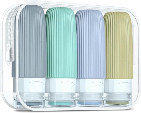 Resetoalettflaskor, 60 ml silikonreseflaskor, CAA-godkända, BPA-fria (4-pack)