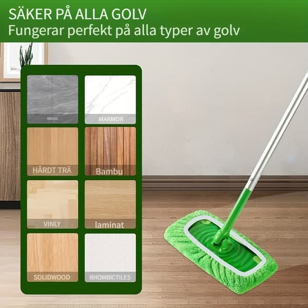 Reusable Microfiber Mop Pads, 7-Pack for Wet and Dry Cleaning Green 7 pcs