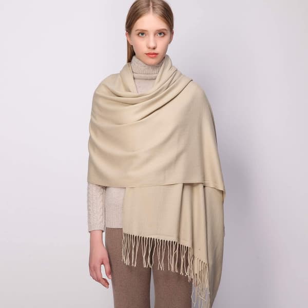 Dame Tørklæder Pashmina Sjaler og Slå-om til Bryllup Tørklæder til Kvinder Vinter beige