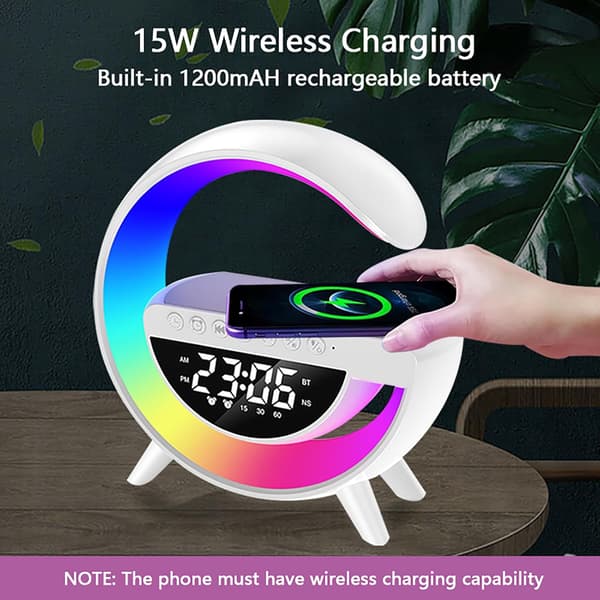 Multifunctional Bluetooth Speaker LED Bedside Lamp Night Light for Deep Sleepers Ultra-fine Bedroom Decor (White) L