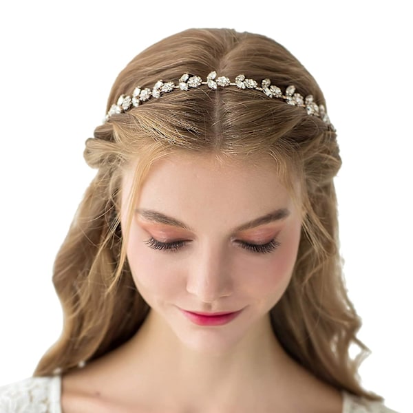 Rhinestone brudkrona kristall bröllop diadem hår accessoarer brud kvinnor guld, (1 stycke - guld)