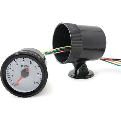 Tachometer med sort montering til biler, 52 mm (2 tommer), 0 til 8.000 omdr./min., blå LED-belysning MK6758, til brug på motorvej
