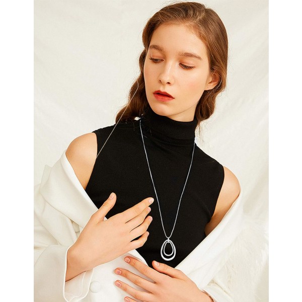 3 st Långt hänge halsband för kvinnor Circle Knot Tofs Halsband Tröja Chain Statement Halsband Set