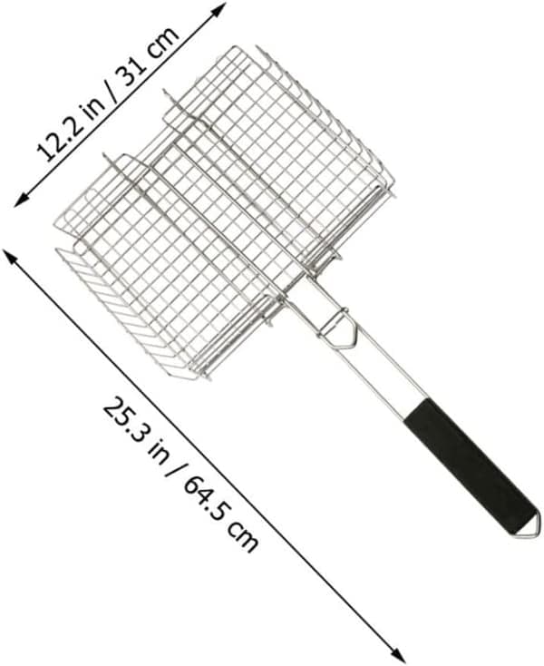Bærbar BBQ-grill i rustfrit stål til fileter, campinggrillnet med klemme, køkkentilbehør