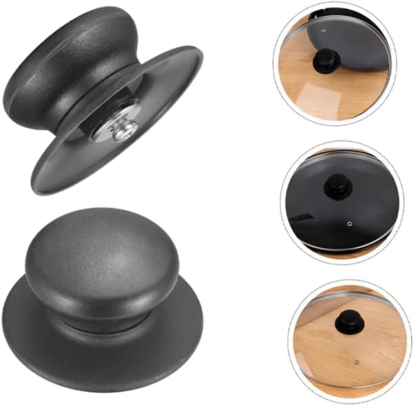Lid Knobs for Pots - 4-Pack - Pot Lid Handles - Replacement Knobs - Cookware Handles - 6-10mm Universal - Black