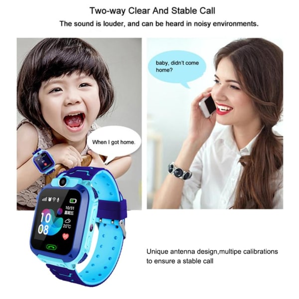 Barn GPS Smart Watch telefon - Vattentät Smartwatch Pojkar Flickor för 3-13 år Barn Födelsedagspresent (blå)