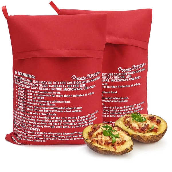 Återanvändbara mikrovågspotatispåsar, 2-pack, röd