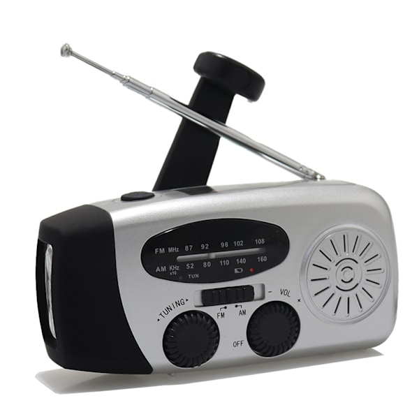 Nödhandvevradio med LED-ficklampa, AM/FM bärbar väderradio med 1200 mAh ström