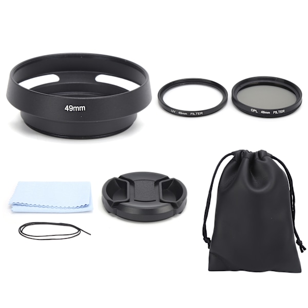 6 i 1 kamera UV CPL-linsfilterkit objektivlock bländare med väska för kameralins 49 mm