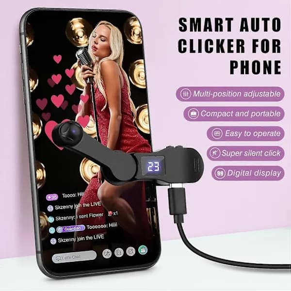 Automatic Phone Screen Clicker, Speed Clicker for Android IOS Apps, Continuous Clicking for Gaming, Livestreaming Likes
