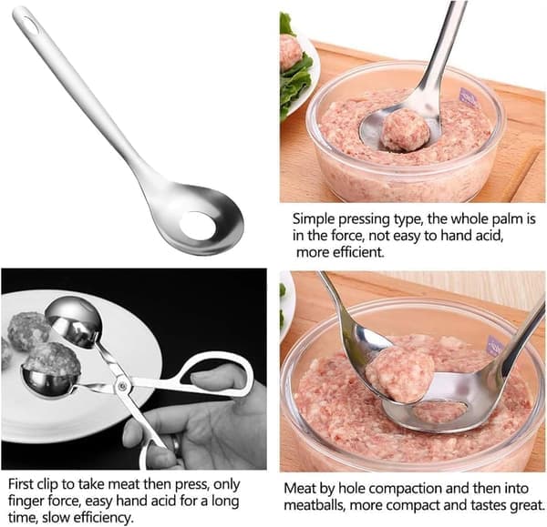 2-pack Cactus Peeler Spoons - Stainless Steel Multi-tool for Peeling, Slicing & Shaping Meatballs, Kitchen Utensil Set