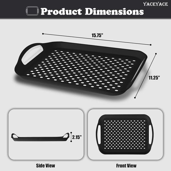 Matbrickor, serveringsbrickor set, 2-pack svarta matbrickor - halkfria, silikonprickar, serveringsbrickor för mat, dryck, frukt, dessert