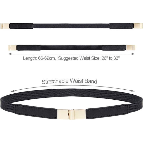 Kvinnors smala bälte för klänningar Retro stretch dam midjebälte, set om 5