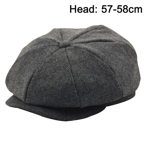 Nyhetspojke Gatsby Hatt Vintage Basker Platt Mössa för Pojkvän mörkgrå rutig M