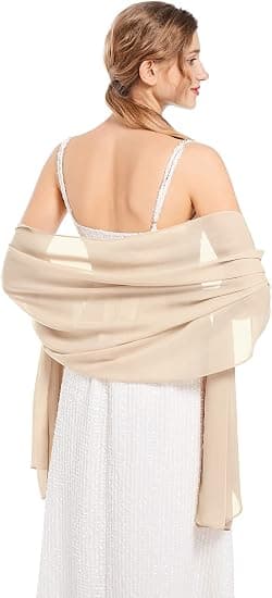 Shawls and Wraps Soft Chiffon Scarf for Evening Dresses Wedding Stole champagne