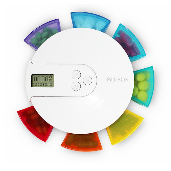 7 dagar regnbåge digital pillerorganisatör, CozyCabin bärbar veckovis digital pillerbox med 4 grupper larmpåminnelser, lätt att bära runt