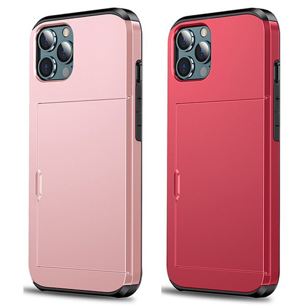 2PCS iPhone 14 fodral med kortfack, glidande dolt skyddande skal baksida