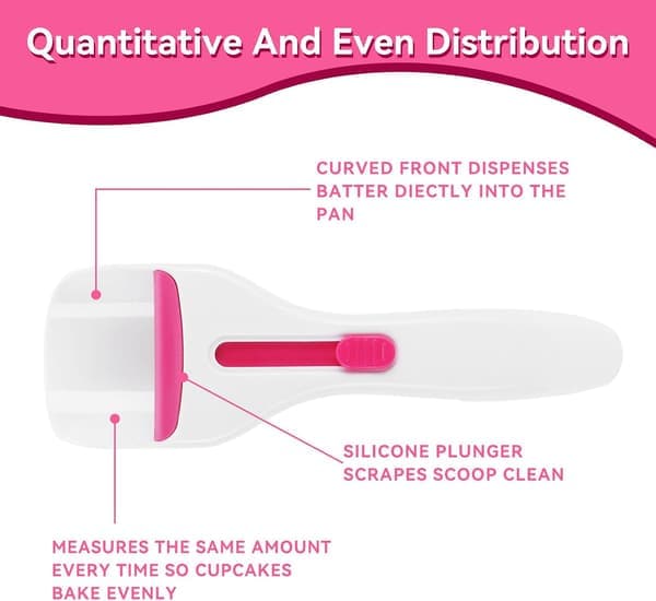Muffin Batter Spoon, Muffin Batter Scoop with Push Button, Baking Spoon for Baking, Pastries and Cake Decoration
