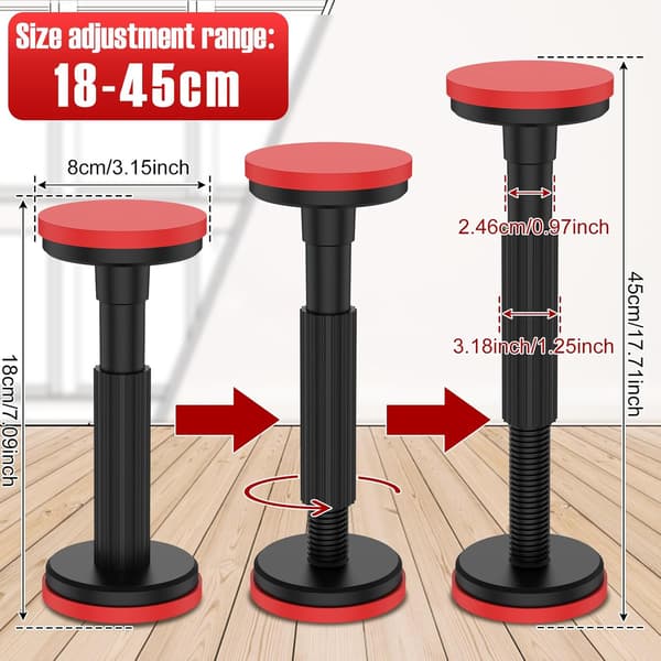 Teleskopisk stödstång, justerbart stödsystem, justerbar stödstång, stöder upp till 200 kg, 18-45 cm skåplyftstång för skåp (2-pack)