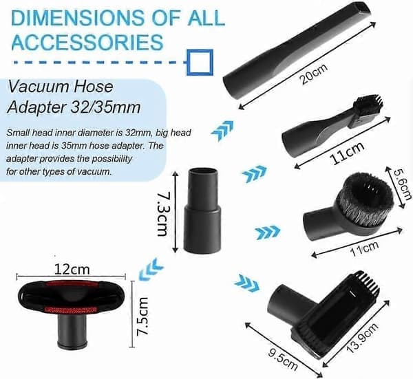 7-delars tillbehörssats för dammsugare, 32 mm