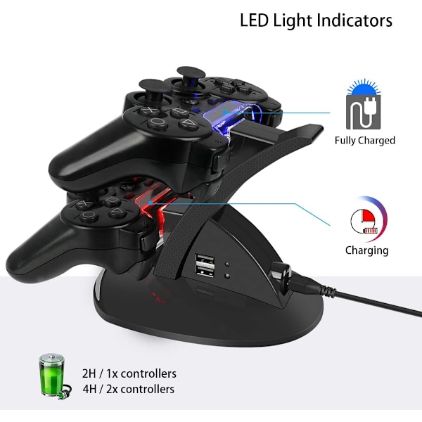 Lämplig för PS3-kontrollerladdare, Dual Console Charger Charging Doc