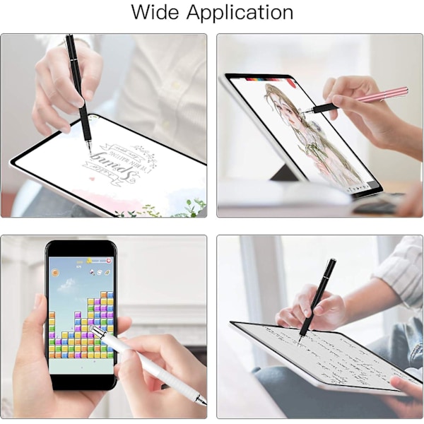 3 Styluspennor för pekskärmar, kapacitiv penna med hög känslighet och fin spets, universell stylus med tydlig skiva för iPhone X/8/8plus