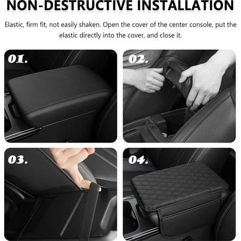Upgraded Car Armrest Cushion, Universal Car Armrest Pad with Two Pockets, Comfortable Car Interior Accessory (Red)